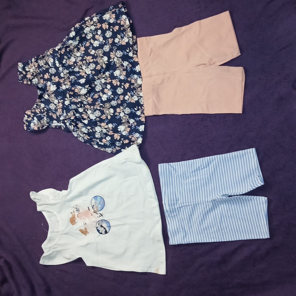 Maggie & Zoe Mix and Match 4 Piece Set Baby Girl tops and Bike shorts|Size: 24M